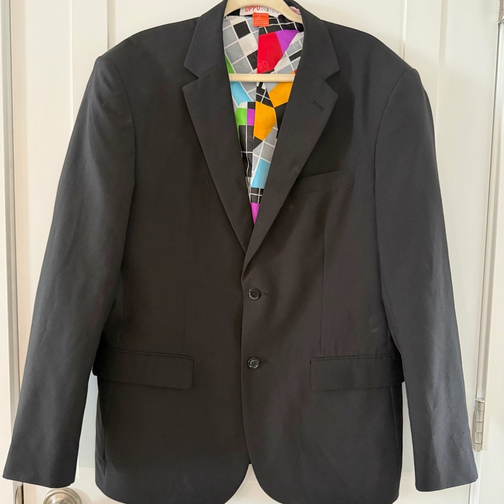 OppoSuits 2 Piece Black with Colorful Lining Party Novelty